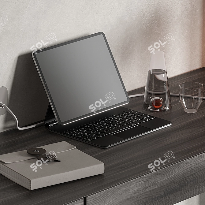 Modern Office Setup with Accessories 3D model image 3