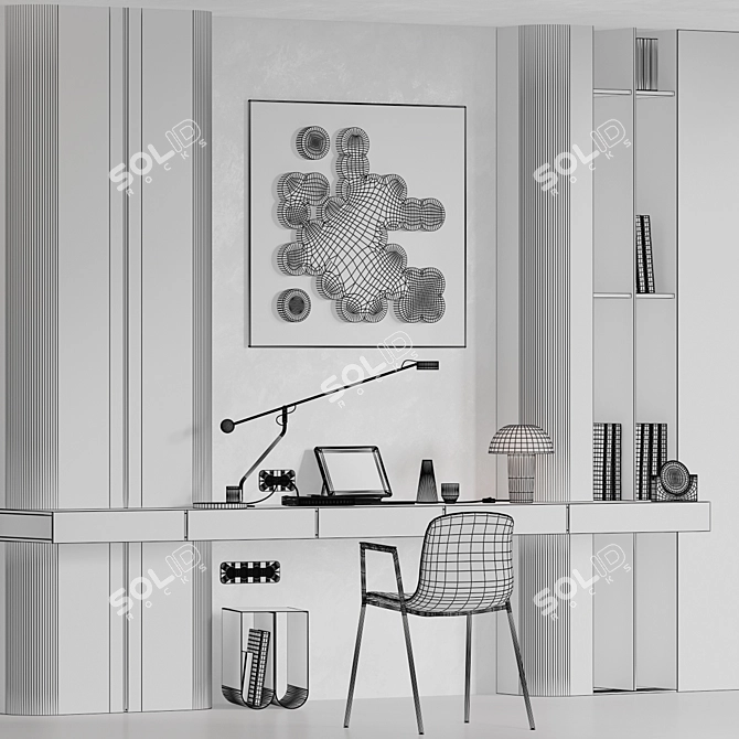 Modern Office Setup with Accessories 3D model image 6