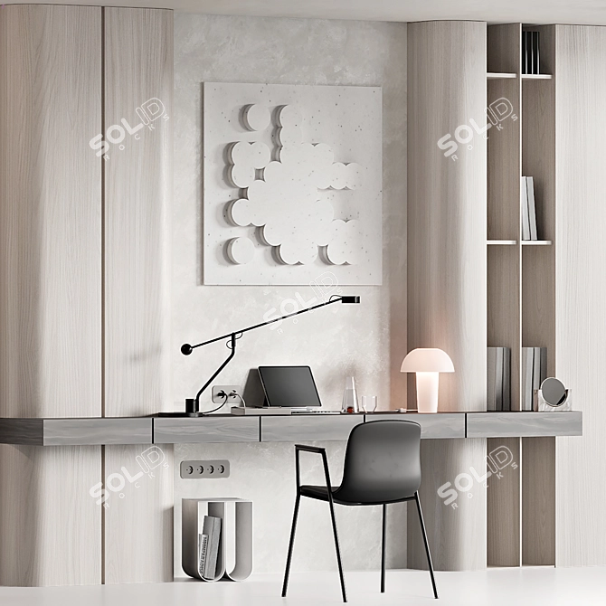 Modern Office Setup with Accessories 3D model image 7