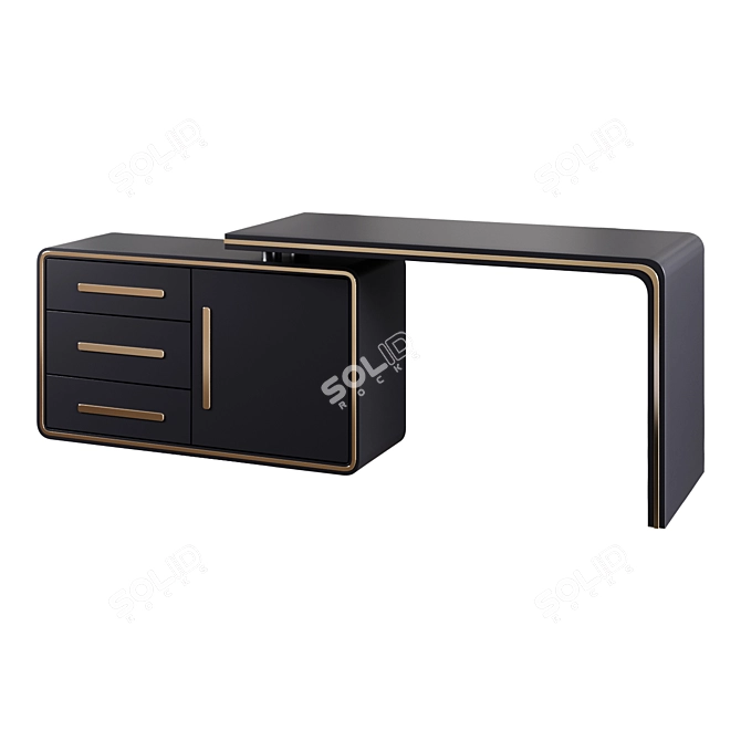 L-Shaped Gray Corner Computer Desk 3D model image 1