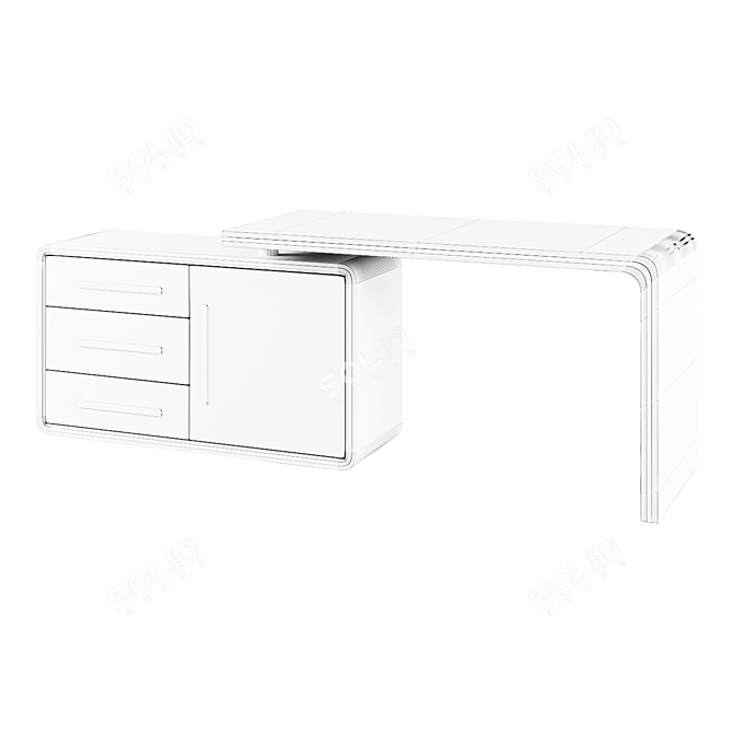 L-Shaped Gray Corner Computer Desk 3D model image 2