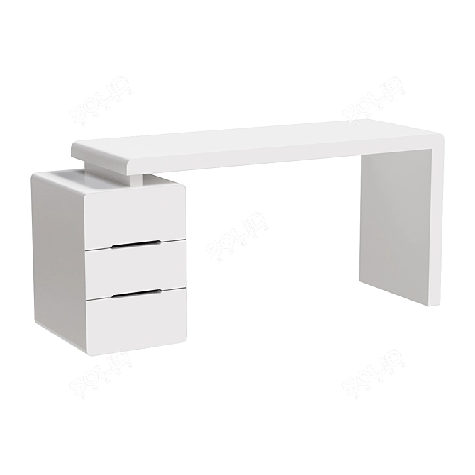 White Writing Desk Cabinet 3 Drawers 3D model image 1