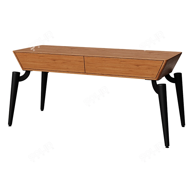 Mid-Century Writing Desk with Drawers 3D model image 1