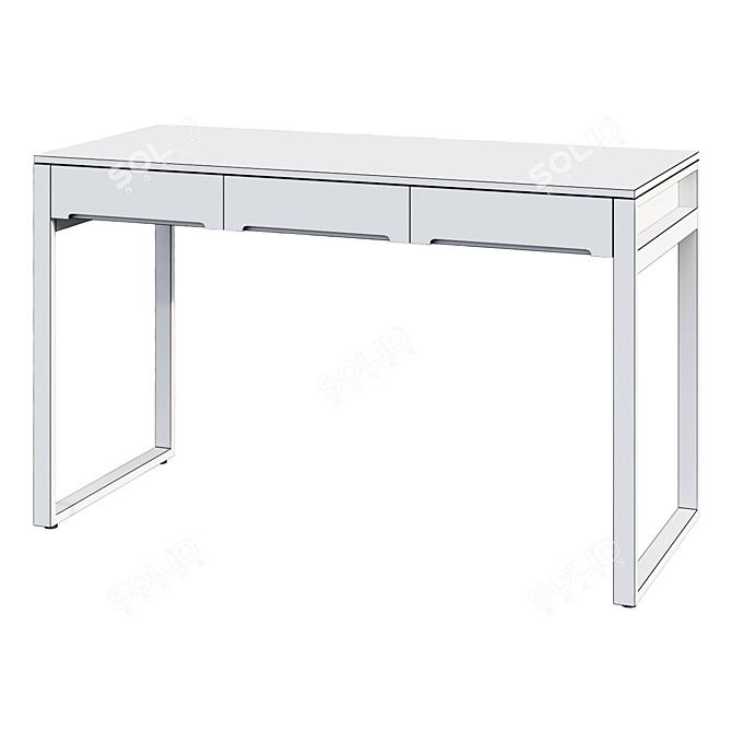 Modern Natural Wood Office Desk 3D model image 2