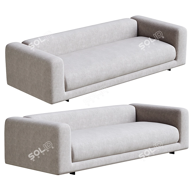 Elegant 3-Seater Moss Sofa 3D model image 1