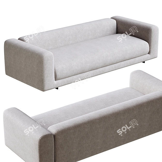 Elegant 3-Seater Moss Sofa 3D model image 2