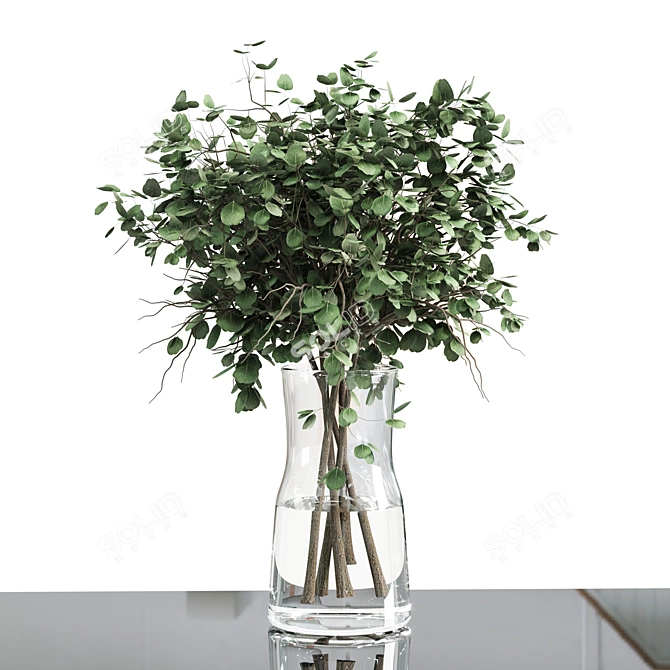 Green Plants Bouquet Indoor Decor 3D model image 4