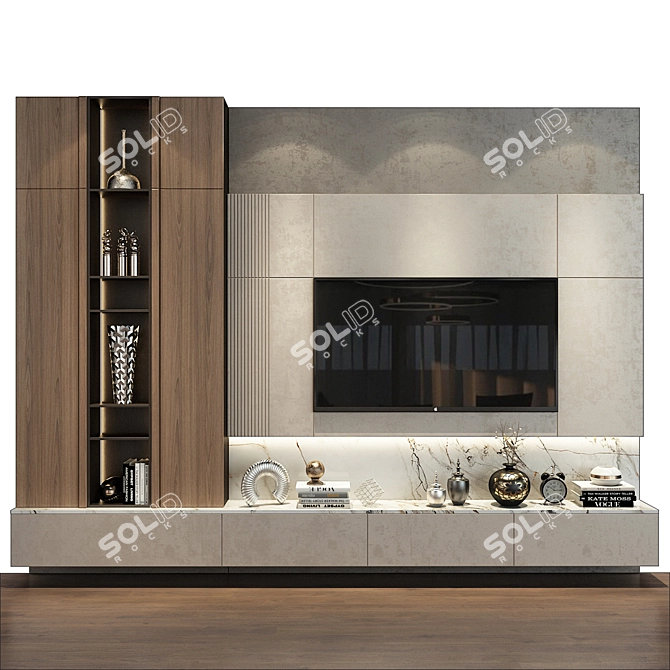 Modern TV Shelf Organizing Solution 3D model image 1