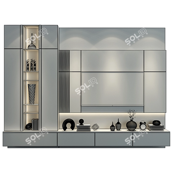 Modern TV Shelf Organizing Solution 3D model image 2