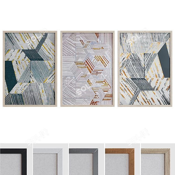 Modern Abstract Picture Frame Set 3D model image 1