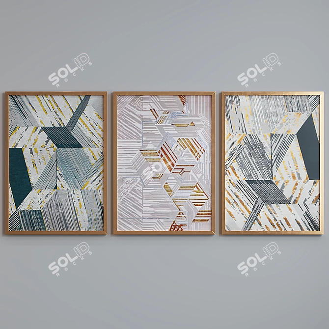 Modern Abstract Picture Frame Set 3D model image 2