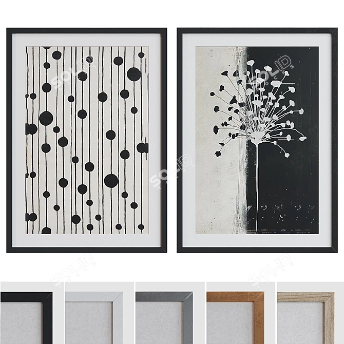 Modern Abstract Picture Frame Set 3D model image 1