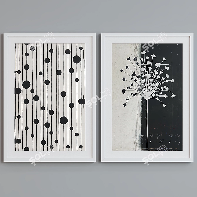 Modern Abstract Picture Frame Set 3D model image 2