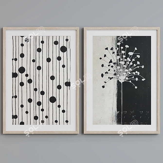 Modern Abstract Picture Frame Set 3D model image 3