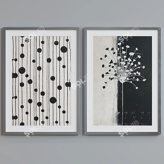 Modern Abstract Picture Frame Set 3D model image 4