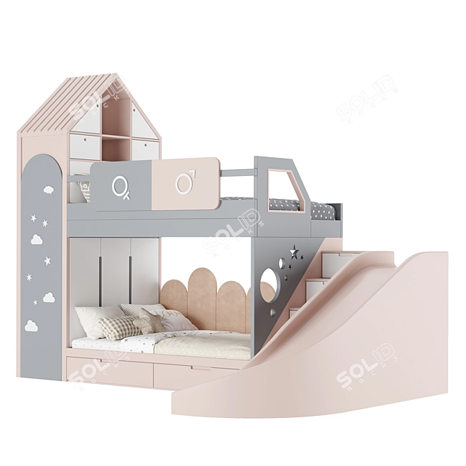 Customizable Kids Room Bed Model 3D model image 2