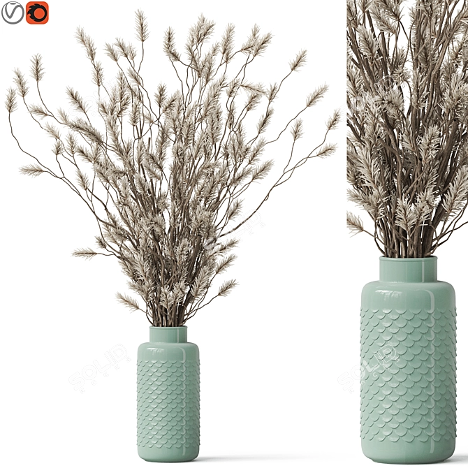 Elegant Floral Arrangement Sculpture 3D model image 1