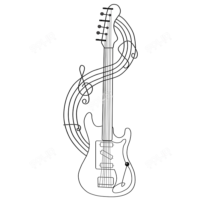 Metal Guitar Wall Art Decor 3D model image 1