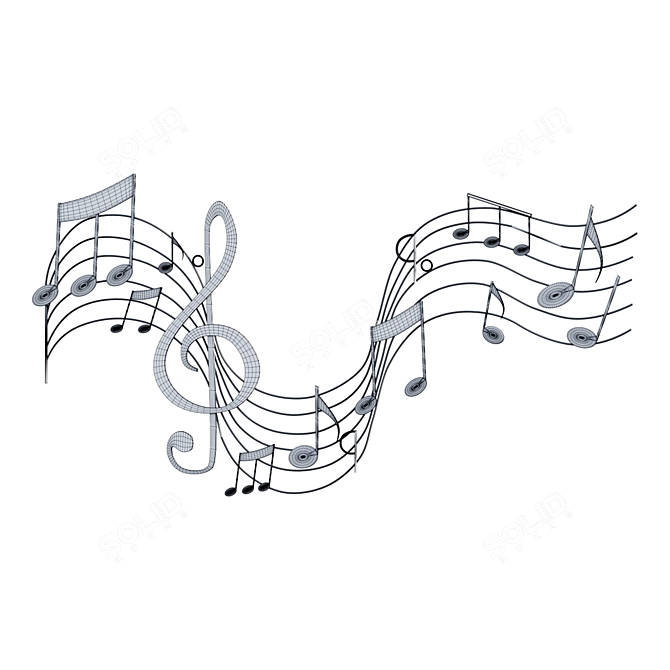 Black Metal Musical Note Decor 3D model image 2