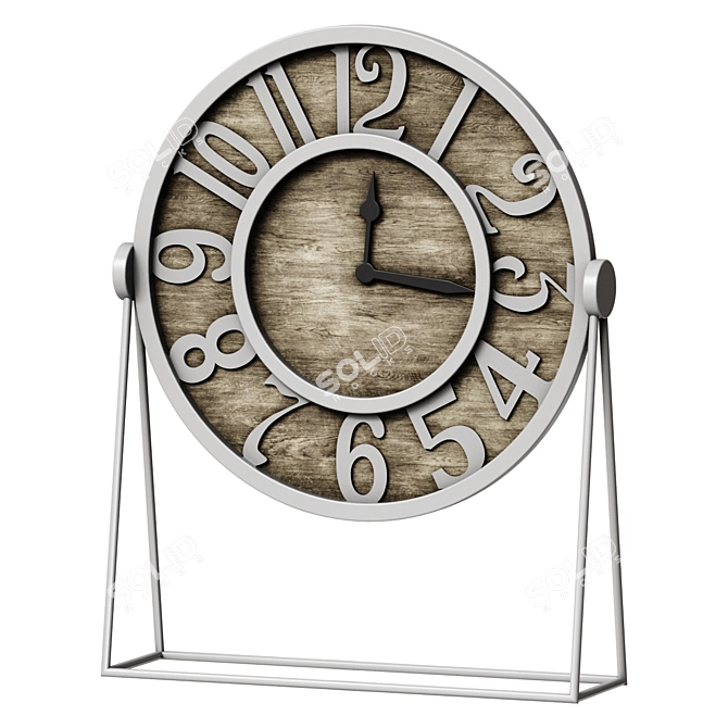 Round Glossy White Table Clock 3D model image 1