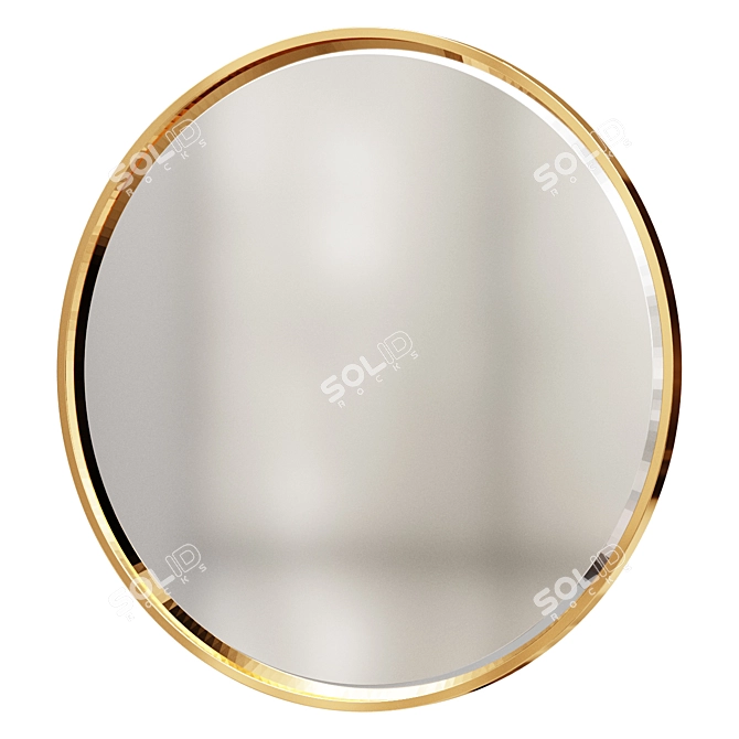 Elegant Round Golden Wall Mirrors 3D model image 1