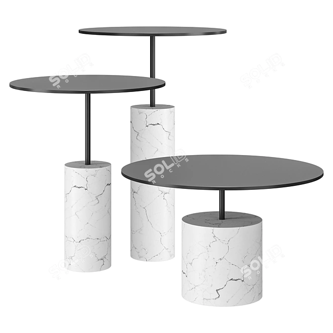 Marble Base Minimalist Coffee Table 3D model image 1