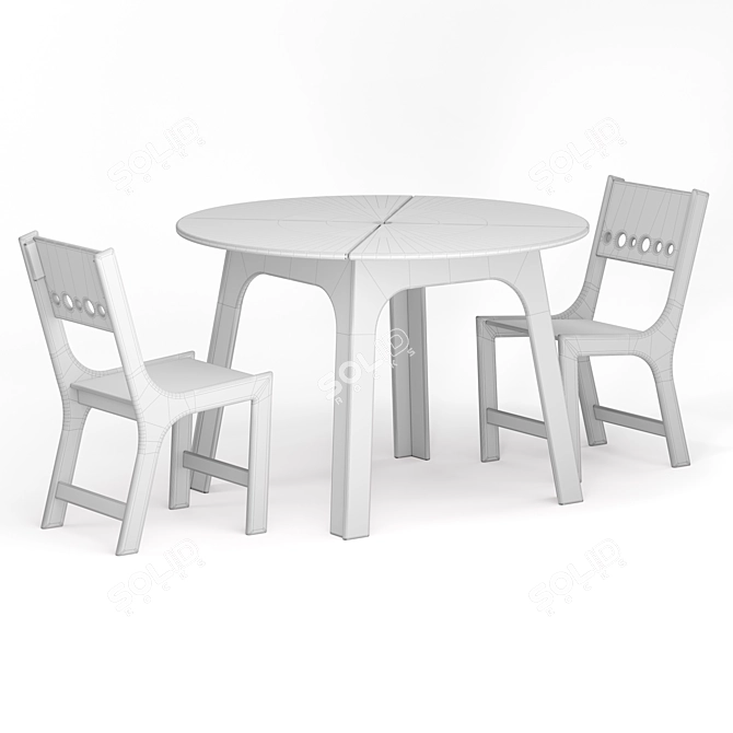 Outdoor Round Table Set with Chairs 3D model image 3