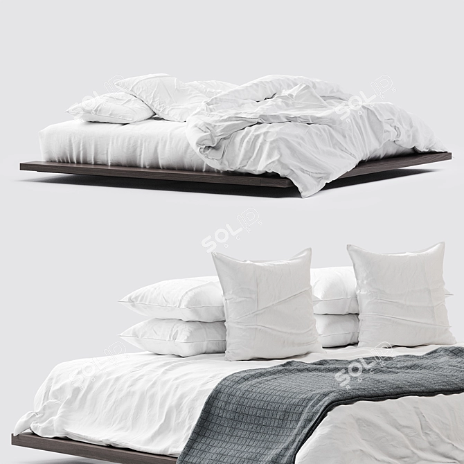 Crisp White Bedding Set 3D model image 1