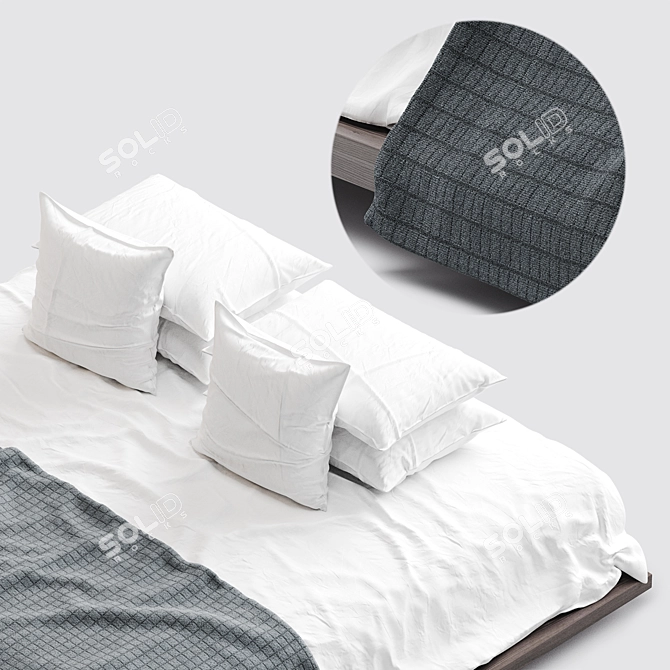 Crisp White Bedding Set 3D model image 5
