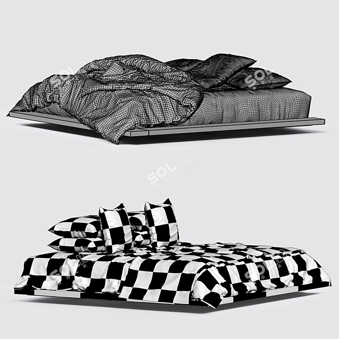 Crisp White Bedding Set 3D model image 7