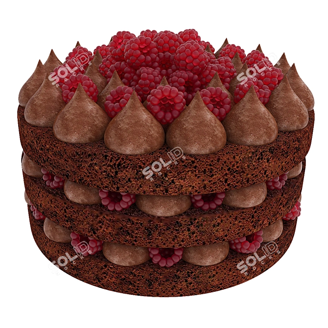 Berry Chocolate Cake Set 3D model image 5