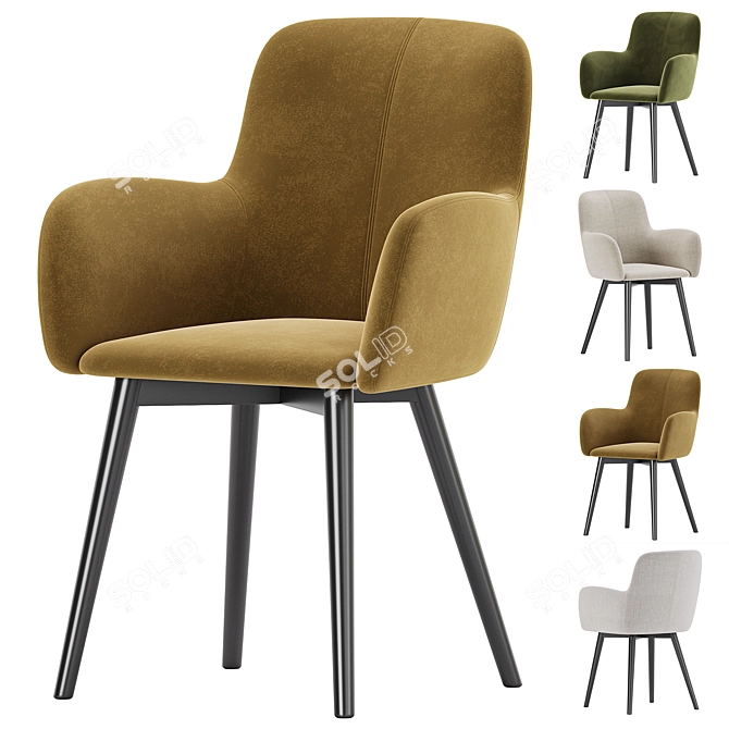 Elegant Fitz Accent Chair Velvet 3D model image 2