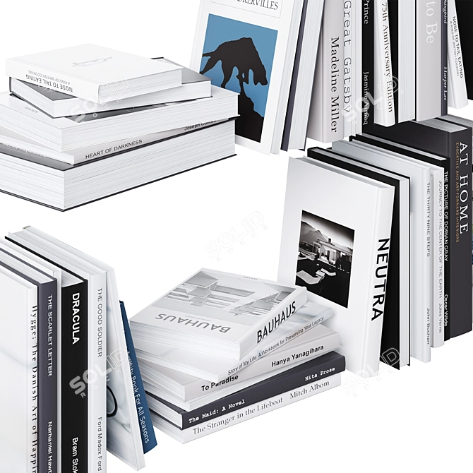 Gray Tone Book Set 3D model image 2