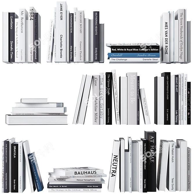 Gray Tone Book Set 3D model image 5