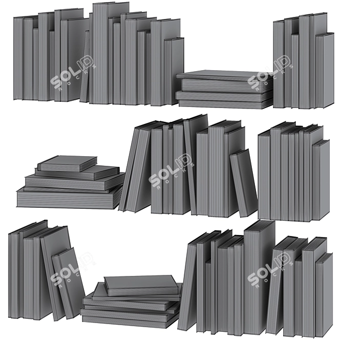 Gray Tone Book Set 3D model image 6