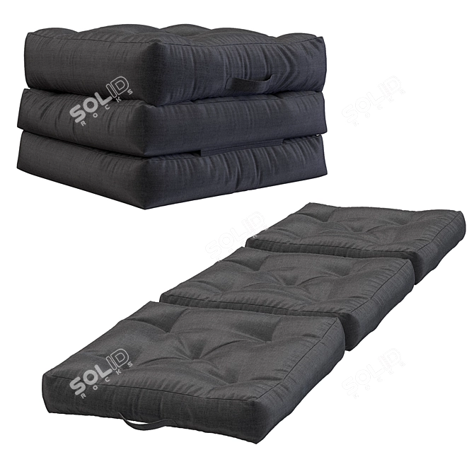 Sleek Frameless Pouf, 700x700x150mm 3D model image 3