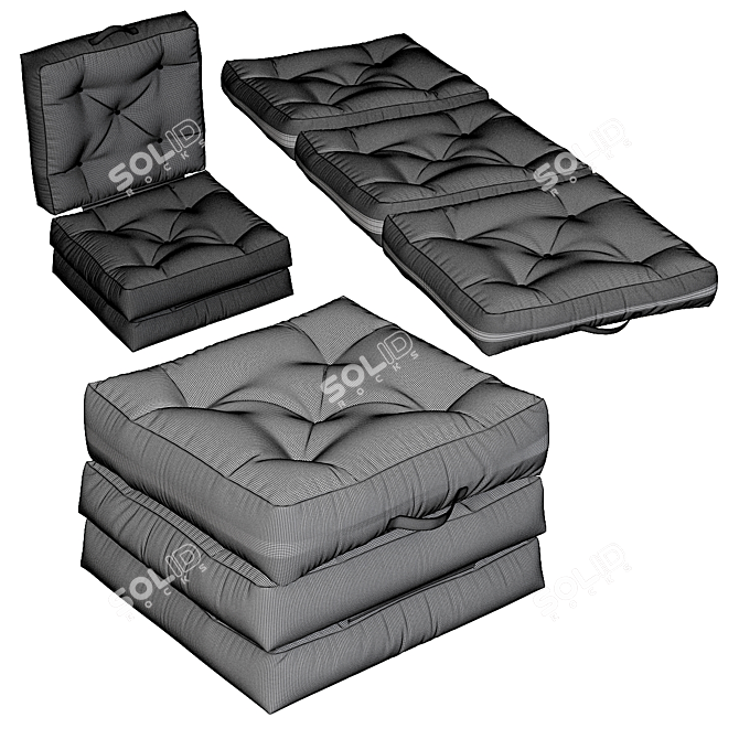 Sleek Frameless Pouf, 700x700x150mm 3D model image 4