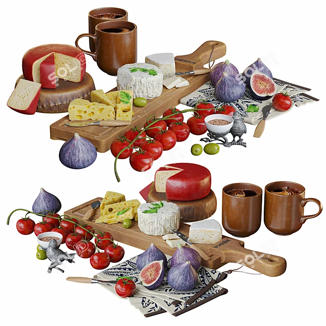 Boska Cheese Set with Board 3D model image 1