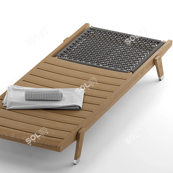 Elegant Iroko Sun Lounger 3D model image 4