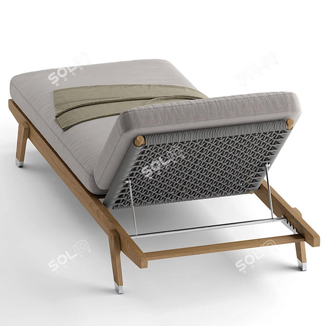 Elegant Iroko Sun Lounger 3D model image 5