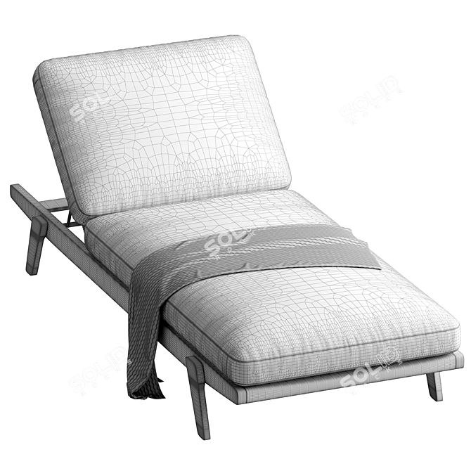 Elegant Iroko Sun Lounger 3D model image 6