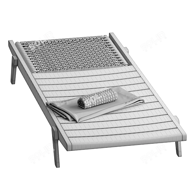 Elegant Iroko Sun Lounger 3D model image 7