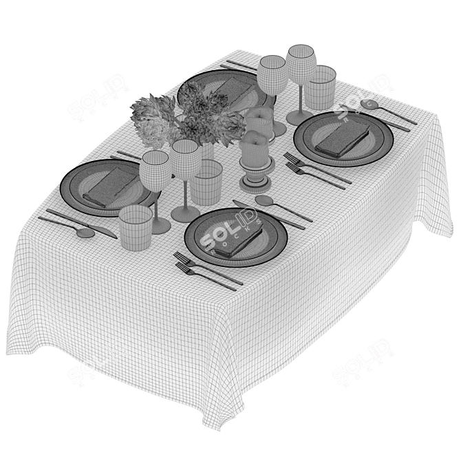 Luxury Tablecloth Bundle Set - Gallotti & Radice + Sylvestrina 3D model image 23