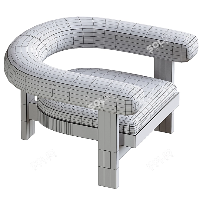 Elegant Chrome Accent Chair 3D model image 5