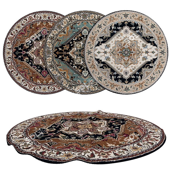 Round Rug Set with 6 variations 3D model image 1