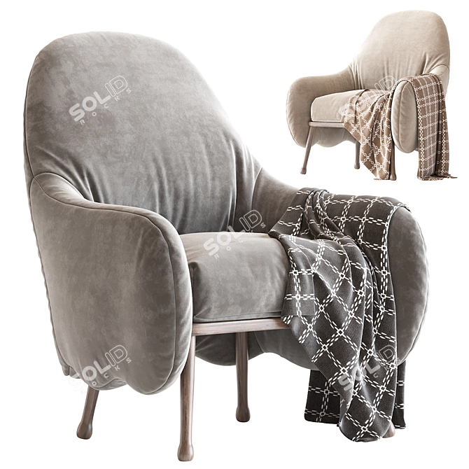 Corolla 272 White Armchair: Modern Elegance 3D model image 1