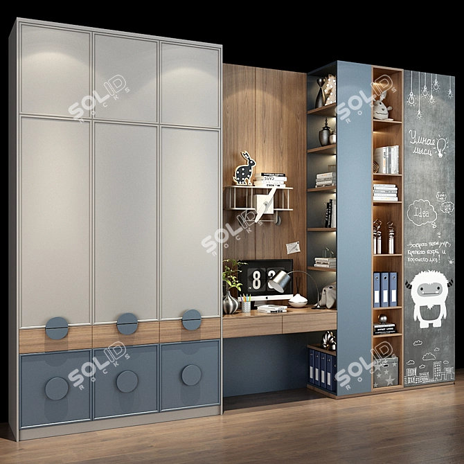 Childroom Wardrobe Set, Customizable Furniture 3D model image 3