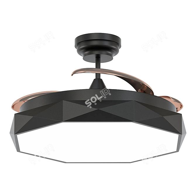 Sleek Remote Control Ceiling Fan 3D model image 1