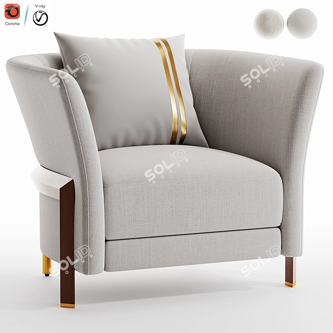 Sleek NEW COSMO Armchair, Modern 3D model image 1