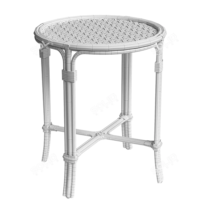 Boho Rattan Wicker Side Table 3D model image 2